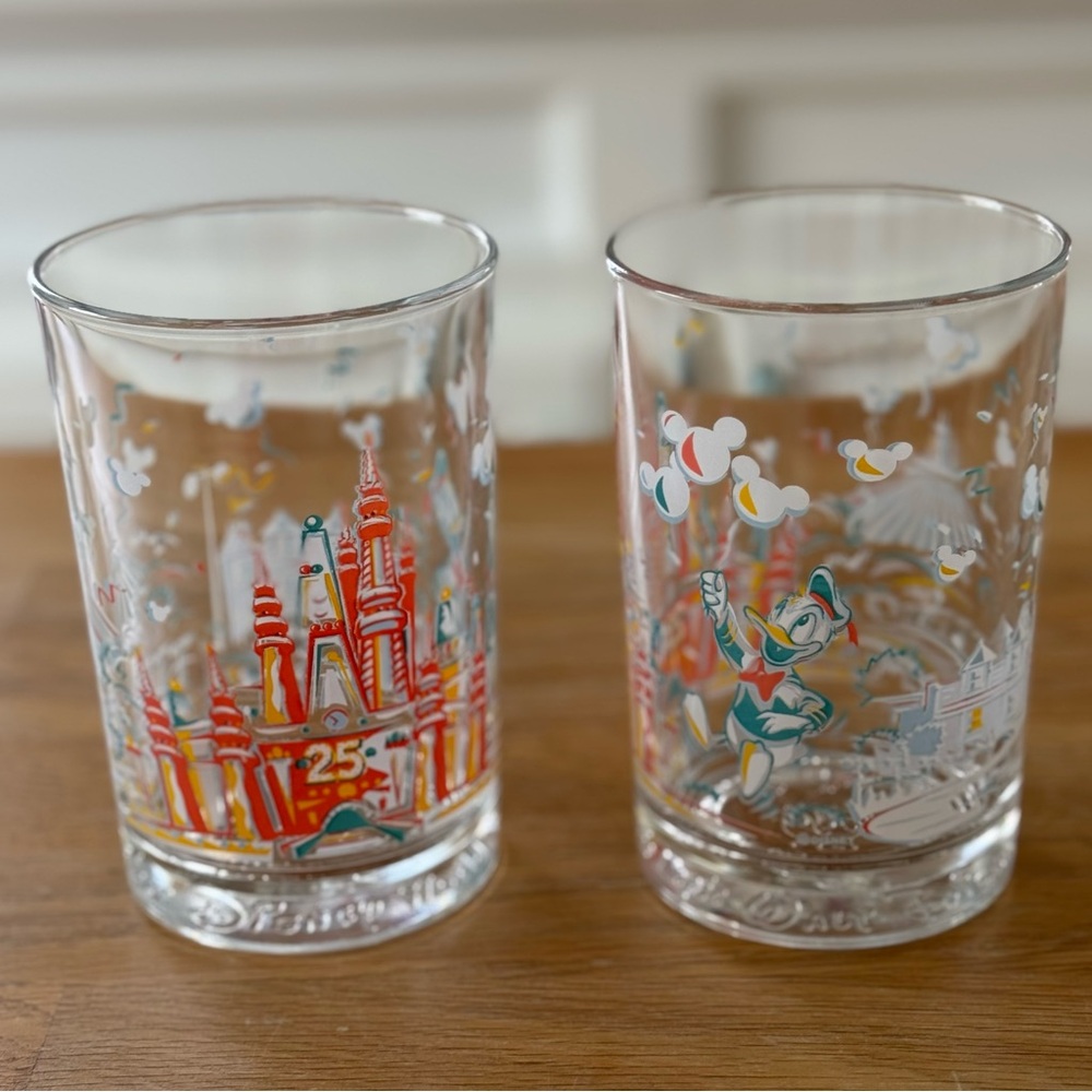 Vintage 1996 Disney 25th Anniversary Glass Tumblers - Set of 2